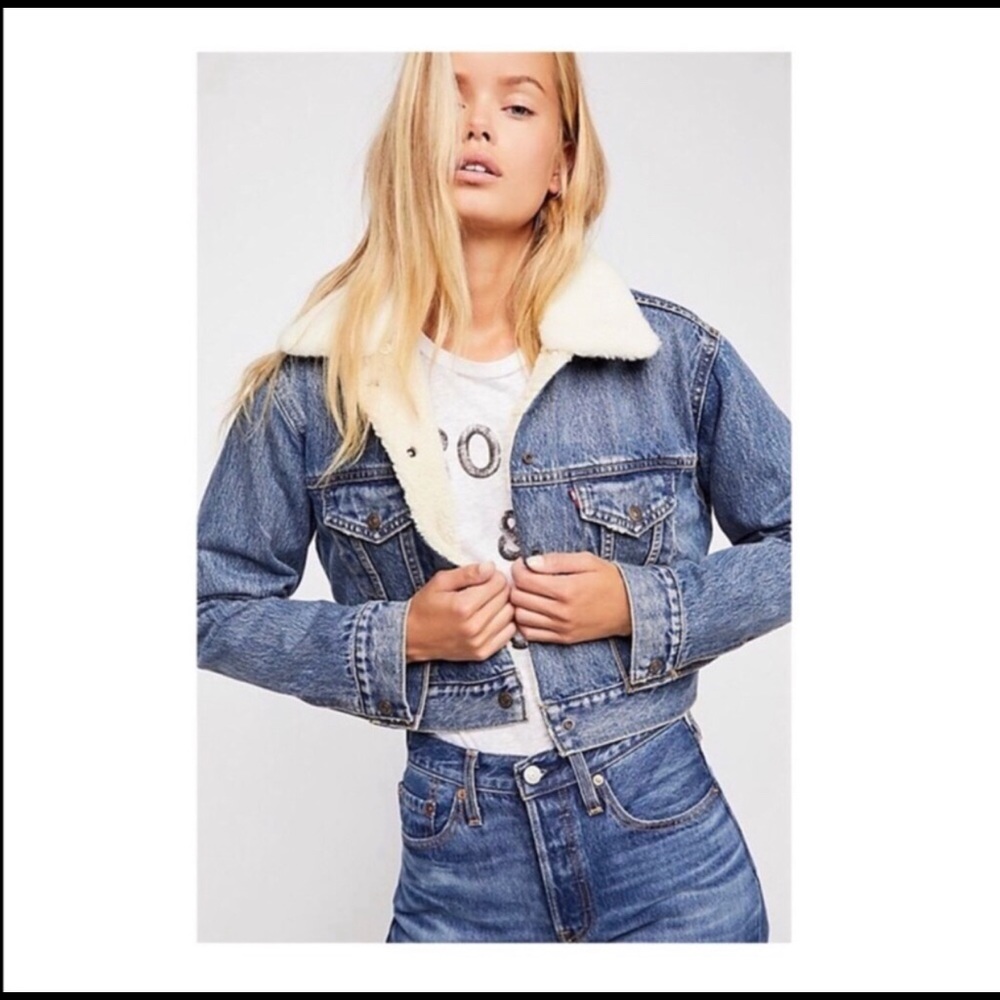 Levi’s | Cropped Denim Sherpa Jacket